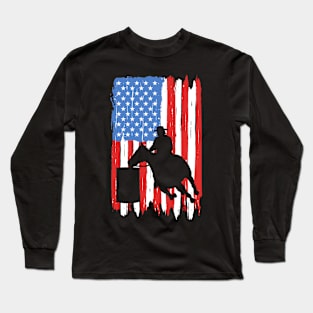 American Flag Barrel Racing Graphic Long Sleeve T-Shirt